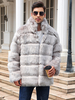 Manteau En Fausse Fourrure Gris Clair Homme Manches Longues Chaud Hiver Col Montant