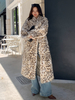 Manteau en fausse fourrure imprimé léopard avec col châle veste longue d