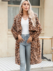 Manteau en fausse fourrure léopard col châle veste longue d