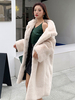 Manteau en Fausse Fourrure Mi-long à Col Revers avec Manches Longues Unicolore Manteau Femme