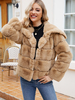 Manteau En Fausse Fourrure Noir Col Rabattu À Manches Longues Pour Femme