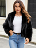 Manteau en fausse fourrure noir sans taille à manches longues pour femme