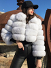 Manteau en fausse fourrure pelucheuse à col rabattu pour femme veste courte d