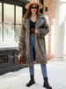 Manteau en fausse fourrure pour femme veste longue et écologique revers crantés hiver 2025