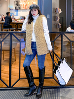 Manteau en Fausse Fourrure Sans Manches Gilets Unicolore Court