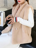 Manteau en Fausse Fourrure Synthétique Femme Sans Manches avec Boutons Unicolore Manteau Femme