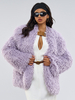 Manteau en fausse fourrure violet sans taille manches longues manteau en fausse fourrure surdimensionné bouton sur le devant manteau dhiver