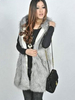 Manteau en laine artificielle pour femme hiver à capuche sans manches chaud en fausse fourrure pour plein air grise épaise