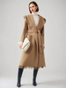 Manteau en laine et cachemire mélangés avec capuche vêtement dextérieur dhiver ceinturé double face en chameau pour femme 2025