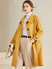 Manteau en laine jaune à col rabattu coupe droite à simple boutonnage manteau mi-long confortable d