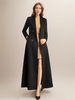 Manteau en laine maxi pour femme croisé grand revers ceinture ligne A pleine longueur vêtements d