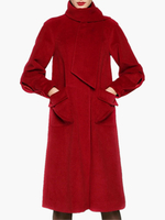 Manteau en laine mélangée bordeaux à col montant