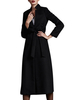 Manteau en laine mélangée noir avec ceinture coupe moulante col montant