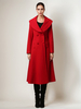 Manteau en laine mélangée rouge pour femme croisé grand col châle hiver ligne A évasé mi-long vêtements dextérieur 2025