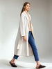 Manteau en laine pour femme classique revers grandes poches ceinture couleur unie vêtements d