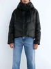 Manteau en Matelassé Court Femme à Capuche avec Manches Longues à Zip Unicolore