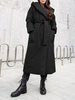 Manteau en Matelassé Long Femme à Capuche avec Manches Longues Coupe Cintrée à Lacets avec Manches Longues Unicolore