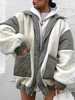 Manteau en Matélassé en Fausse Fourrure Court Femme à Col Revers avec Manches Longues avec Manches Longues Bicolores