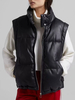 Manteau en Matélassé Sans Manches à Col Montant à Zip avec Poches Unicolore