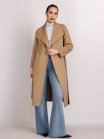 Manteau en mélange de laine et de cachemire avec ceinture Camel à revers large vêtement dextérieur double face pour femme 2025