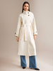 Manteau en mélange de laine et de cachemire blanc à col montant et ceinture double face pour femme vêtement dhiver 2025
