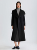 Manteau en mélange de laine et de cachemire pour femme noir revers large double face vêtements dextérieur longs pour lhiver 2025