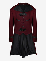 Manteau en polyester à manches longues et boucle élégante vintage marron café pour homme