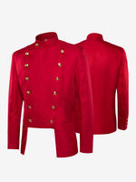 Manteau en polyester à manches longues et boutons élégants vintage rouge pour homme