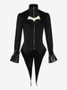 Manteau en polyester noir à volants pour costume de Marie-Antoinette de smoking gothique rétro pour femme