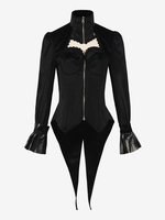 Manteau en polyester noir à volants pour costume de Marie-Antoinette de smoking gothique rétro pour femme