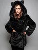 Manteau Fausse Fourrure à Capuche avec Oreilles de Chat Femme Hiver avec Manches Longues Unicolore