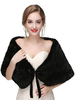 Manteau Fausse Fourrure Cape de Mariage Femme Veste Unicolore à Col V à Lacets