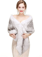 Manteau Fausse Fourrure Cape de Mariage Femme Veste Unicolore à Col V
