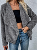 Manteau Fausse Fourrure Court Femme à Col Revers avec Manches Longues Unicolore Manteau Femme