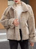 Manteau Fausse Fourrure Court Femme Synthétique avec Manches Longues à Col Revers avec Poches Unicolore Manteau Femme