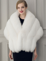 Manteau fausse fourrure femme Cape veste fausse fourrure d’hiver femme blanc v-Neck demi-manchonmanteau fausse fourrure