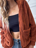 Manteau Fausse Fourrure Femme Court à Zip avec Manches Longues à Zip avec Poches Unicolore Manteau Femme