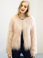 Manteau Fausse Fourrure Femme Ivoire Manteau Hiver À Manches Longues