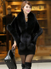 Manteau Fausse Fourrure Femmes Court Hiver avec Manches Mi-longues Unicolore Manteau Cape Fausse Fourrure Synthétique