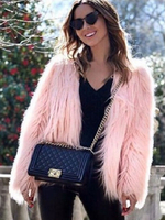 Manteau Fausse Fourrure Femmes Courts Hiver avec Manches Longues à Col Rond Unicolore Manteau Fausse Fourrure Synthétique