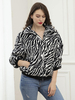 Manteau Fausse Fourrure Femmes Hiver à Col Revers Imprimé Animal Bicolores avec Manches Longues à Zip avec Poches