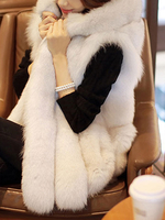 Manteau Fausse Fourrure Gilet à Capuche Femme Synthétique sans Manches Unicolore Manteau Femme