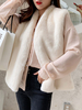 Manteau Fausse Fourrure Gilet Court Femme Synthétique sans Manches Unicolore Manteau Femme