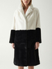 Manteau Fausse Fourrure Mi-long Femme avec Manches Longues à Col Revers Bicolores Manteau Femme
