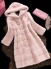 Manteau Fausse Fourrure Synthétique Femme à Capuche avec Manches Longues Unicolore Manteau Fausse Fourrure Hiver