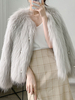 Manteau Fausse Fourrure Synthétique Femme avec Manches Longues Volantes Unicolore Manteau Femme