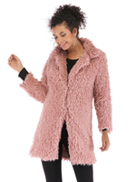 Manteau Fausse Fourrure Synthétique Femme Hiver Unicolore avec Les Poches à Col Revers Manteau Hiver Femme