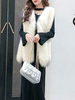 Manteau Fausse Fourrure Synthétique Femme sans Manches Unicolore Gilets Manteau Femme