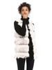 Manteau Fausse Fourrure Synthétique Gilet Long Femme Hiver Bimatières à Col Rond sans Manches Manteau Hiver Femme
