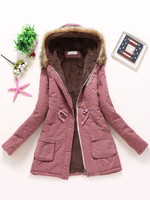Manteau Femme à Capuche avec Manches Longues en Fausse Fourrure Coupe Cintrée à Lacets avec Poches Manteau Femme